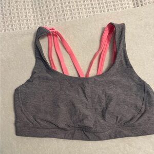 lululemon athletica Gray Sports Bra with Pink Strappy Back